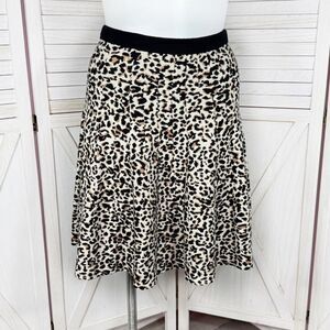 The Limited Cheetah Print Sweater Knit Skater Skirt Tan Black XL